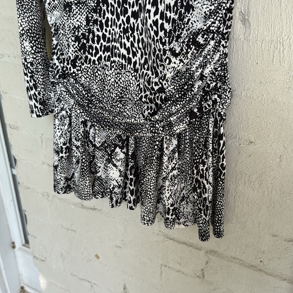 AFRM Bette Long Sleeve Mini Dress Black/White Animal Print Size Small - Picture 5 of 13
